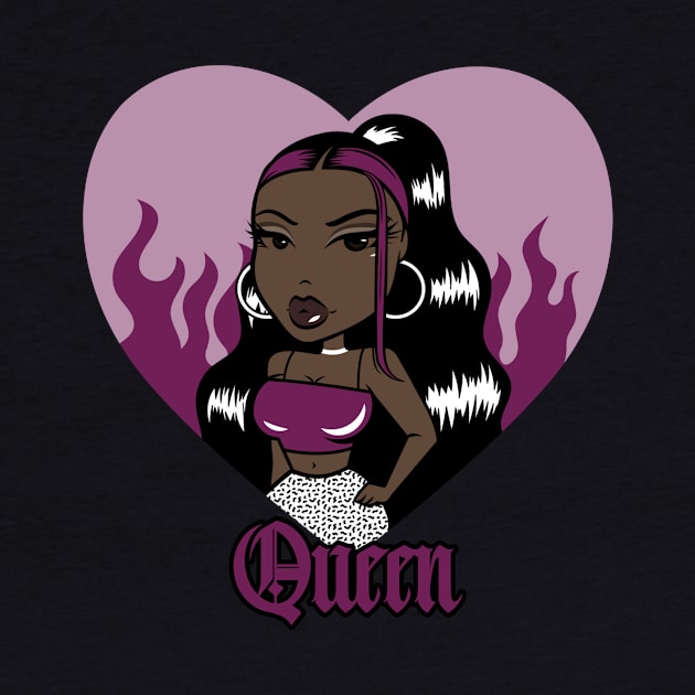 (white) Queen Doll girl Dark Purple-Heart by Just In Tee Shirts